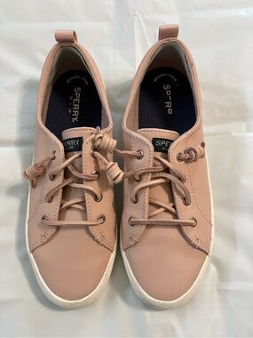 Sperry Women’s Blush Pink Leather Lace-Up Sneakers